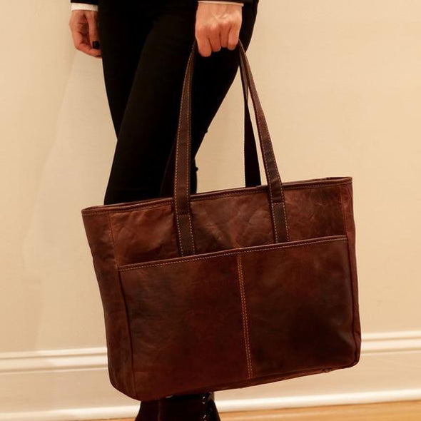 voyager leather tote bag